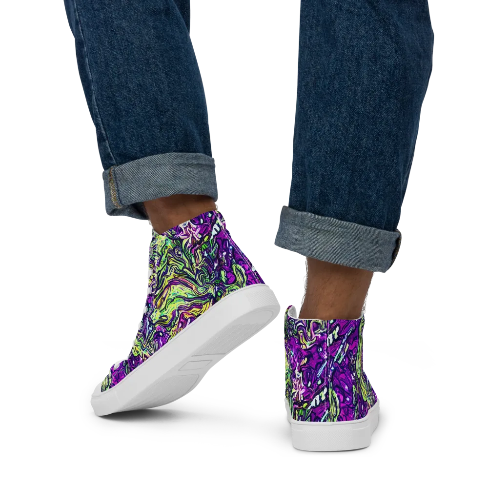 Psychedelic Jungle on Men's High Top Canvas Shoes — Back