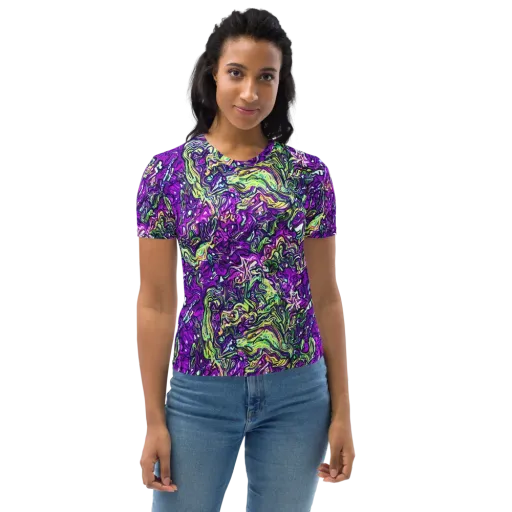 Psychedelic Jungle on a Women's Crew Neck T-Shirt