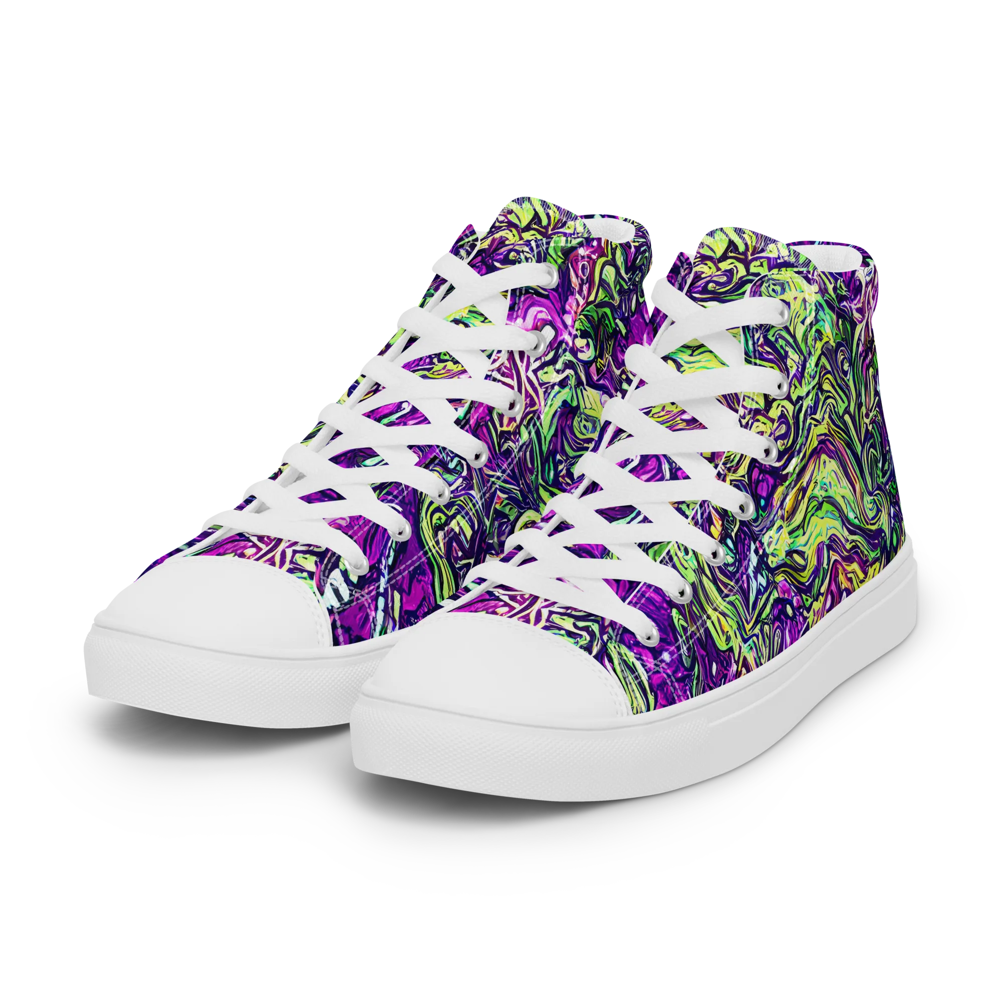 Psychedelic Jungle on Women's High Top Canvas Shoes — Left Front