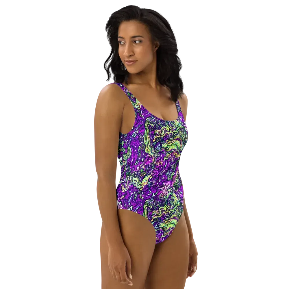 Psychedelic Jungle on One-Piece Swimsuit — Right