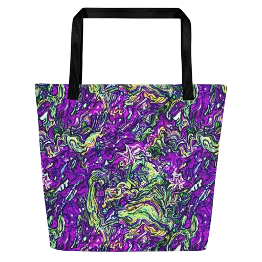 Psychedelic Jungle on a Large Tote Bag W/ Pocket