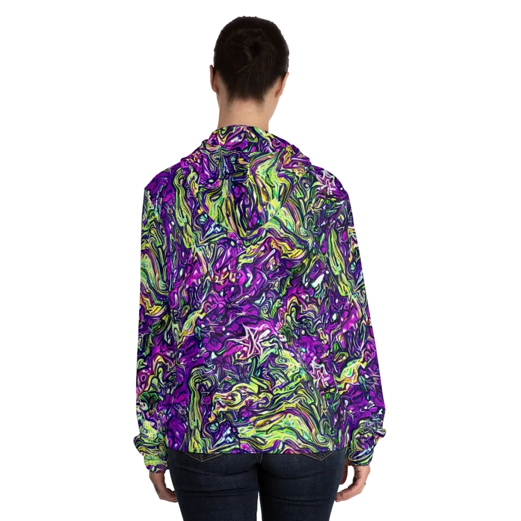 Psychedelic Jungle on Women's Full-Zip Hoodie — Back On Person