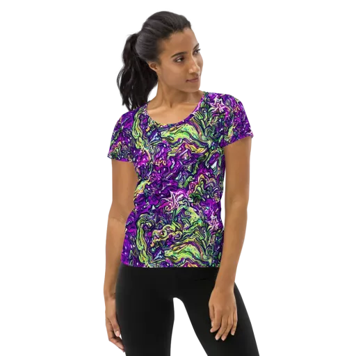 Psychedelic Jungle on a Women's Athletic T-Shirt