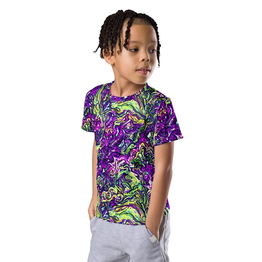 Psychedelic Jungle on Kids Crew Neck T-Shirt — Left Front