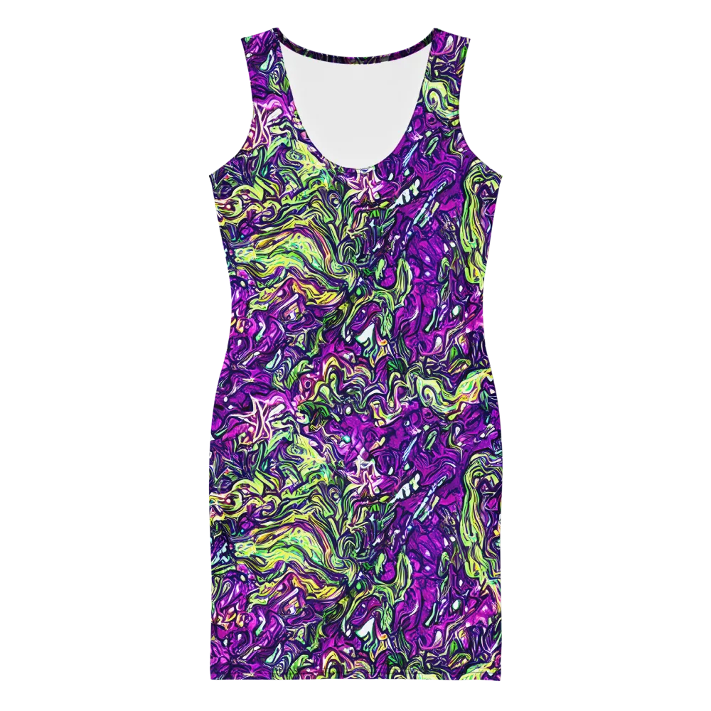 Psychedelic Jungle on Bodycon Dress — Front