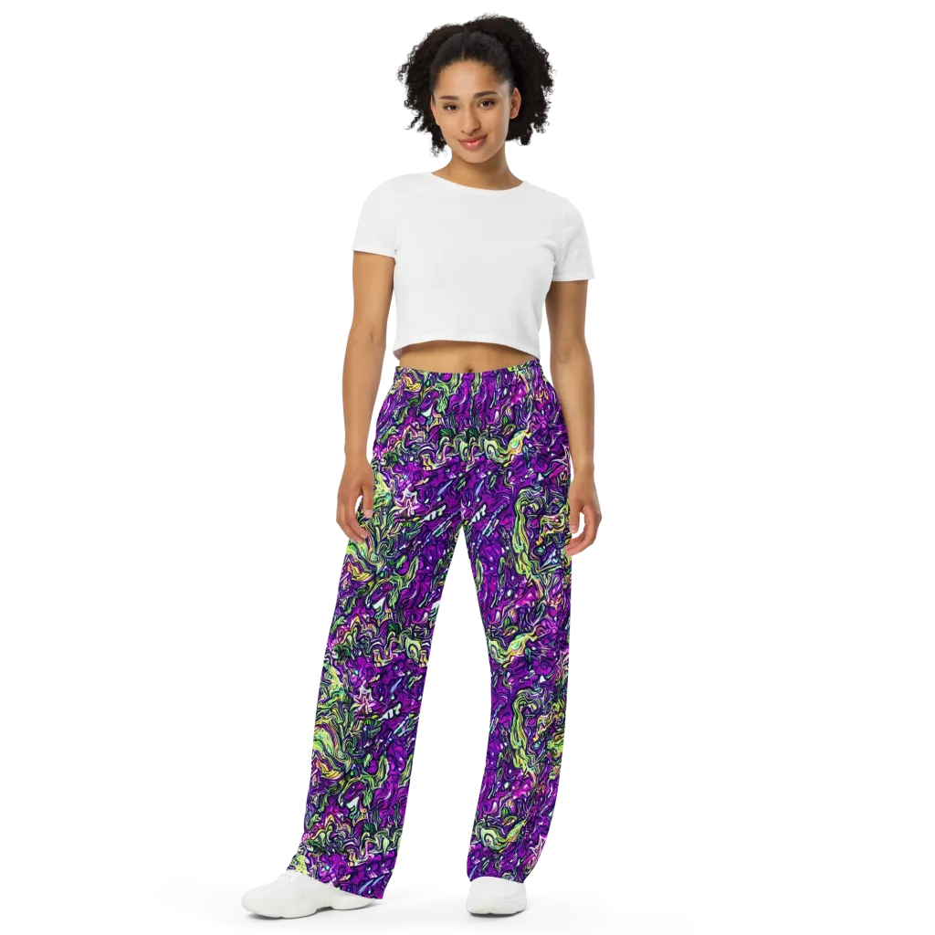 Psychedelic Jungle on Wide-Leg Pants — Front