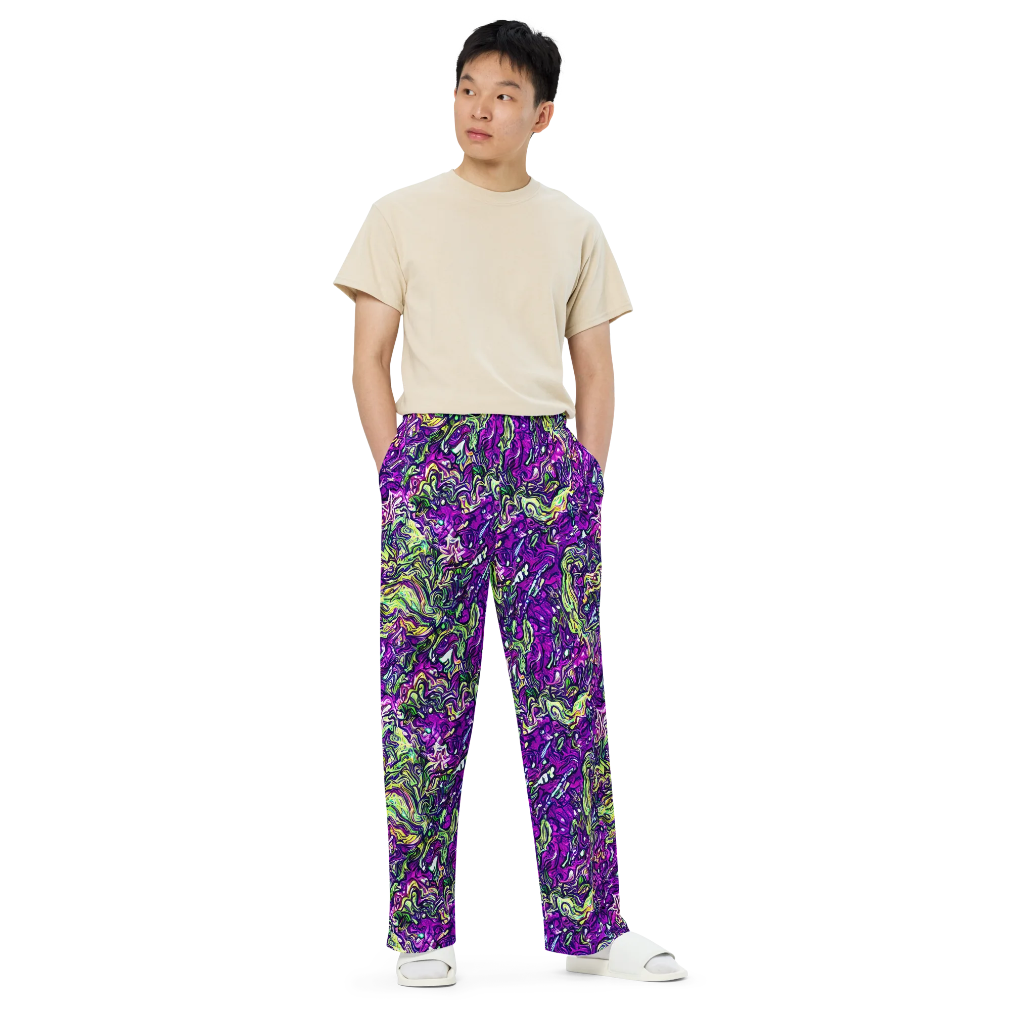 Psychedelic Jungle on Wide-Leg Pants — Front