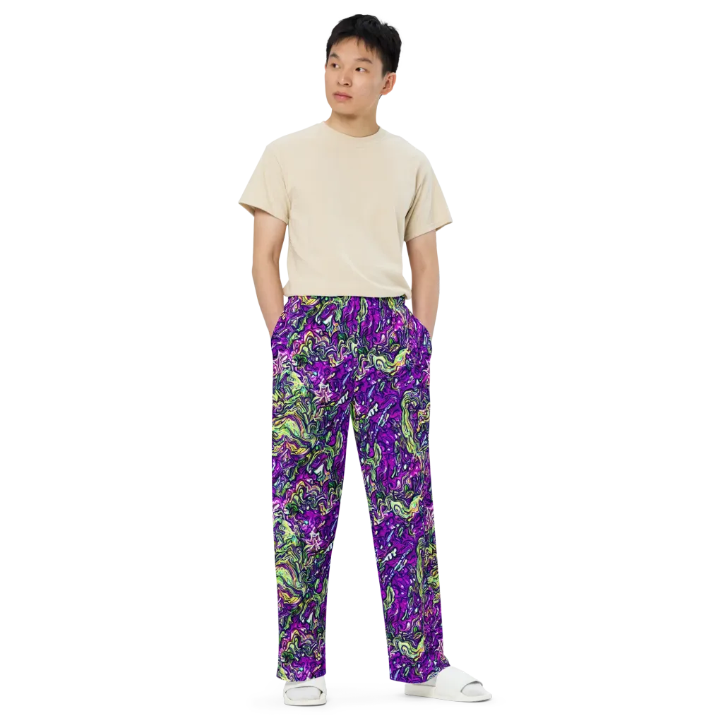 Psychedelic Jungle on Wide-Leg Pants — Front