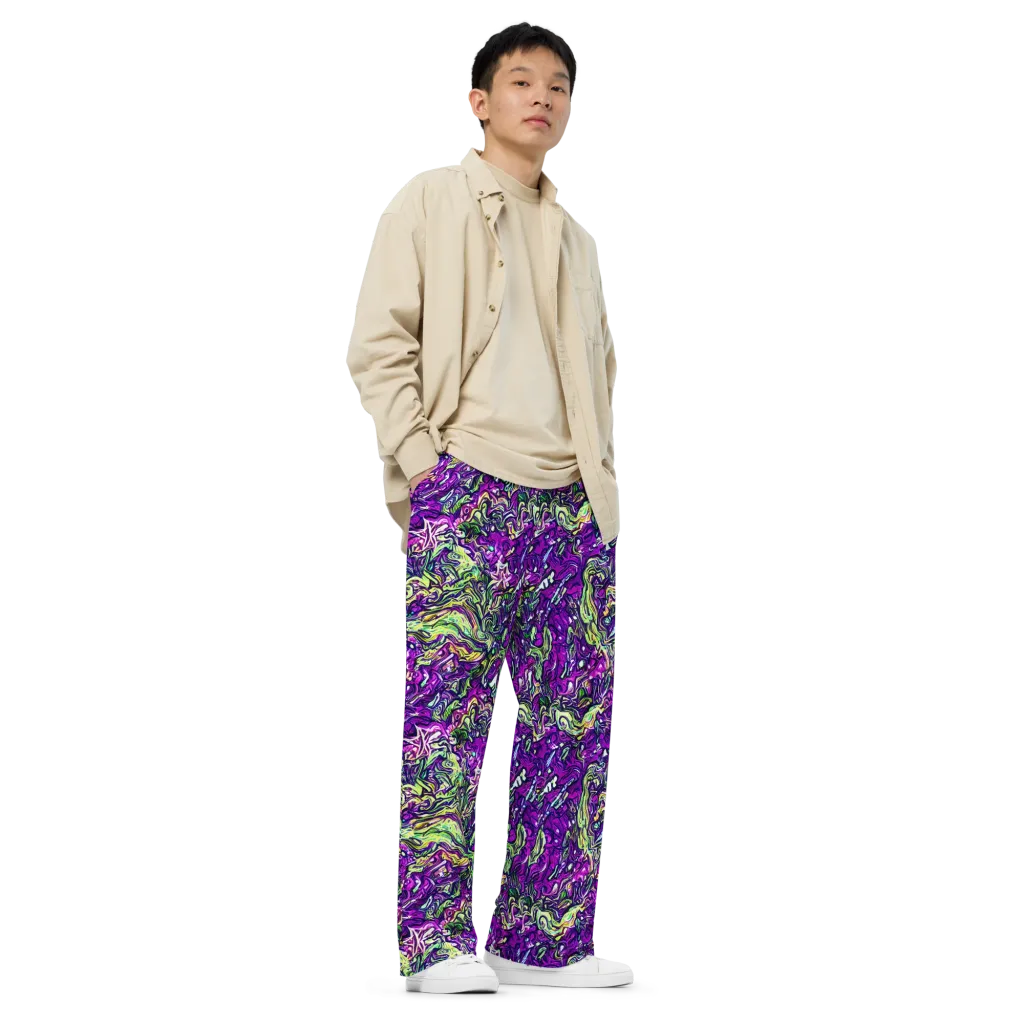 Psychedelic Jungle on Wide-Leg Pants — Right Front