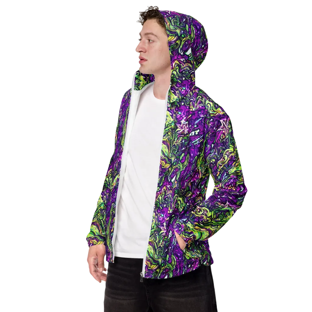 Psychedelic Jungle on Men's Windbreaker — Left Front