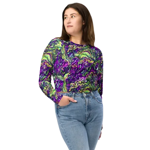 Psychedelic Jungle on a Long Sleeve Crop Top