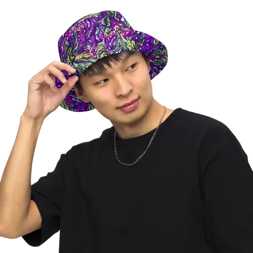 Psychedelic Jungle on a Reversible Bucket Hat