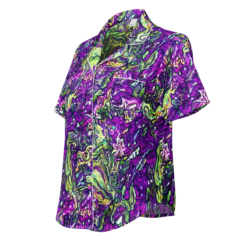 Psychedelic Jungle on Women's Short Sleeve Pajama Top — Left Front