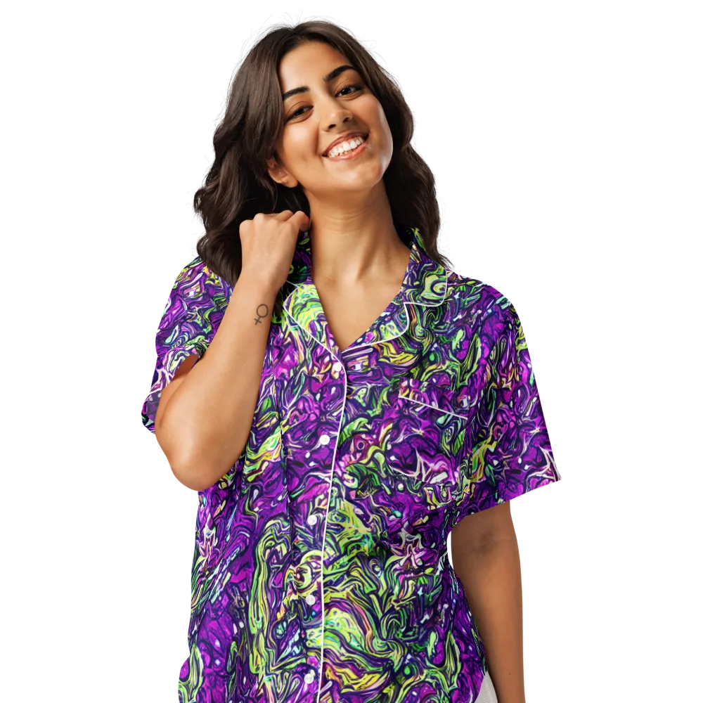 Psychedelic Jungle on Women's Short Sleeve Pajama Top — Front