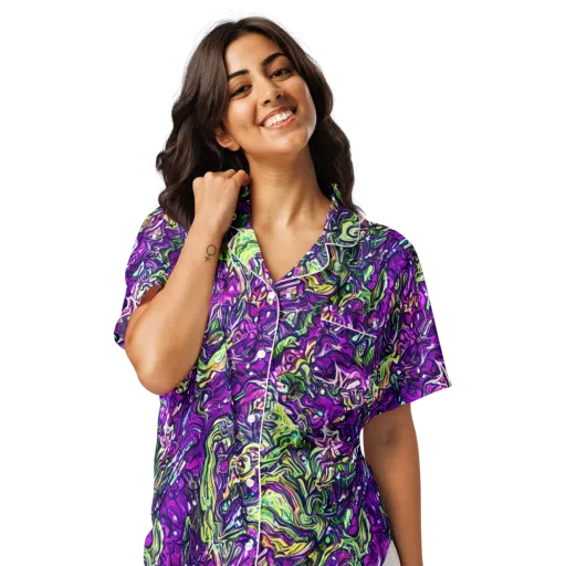 Psychedelic Jungle on a Women's Short Sleeve Pajama Top
