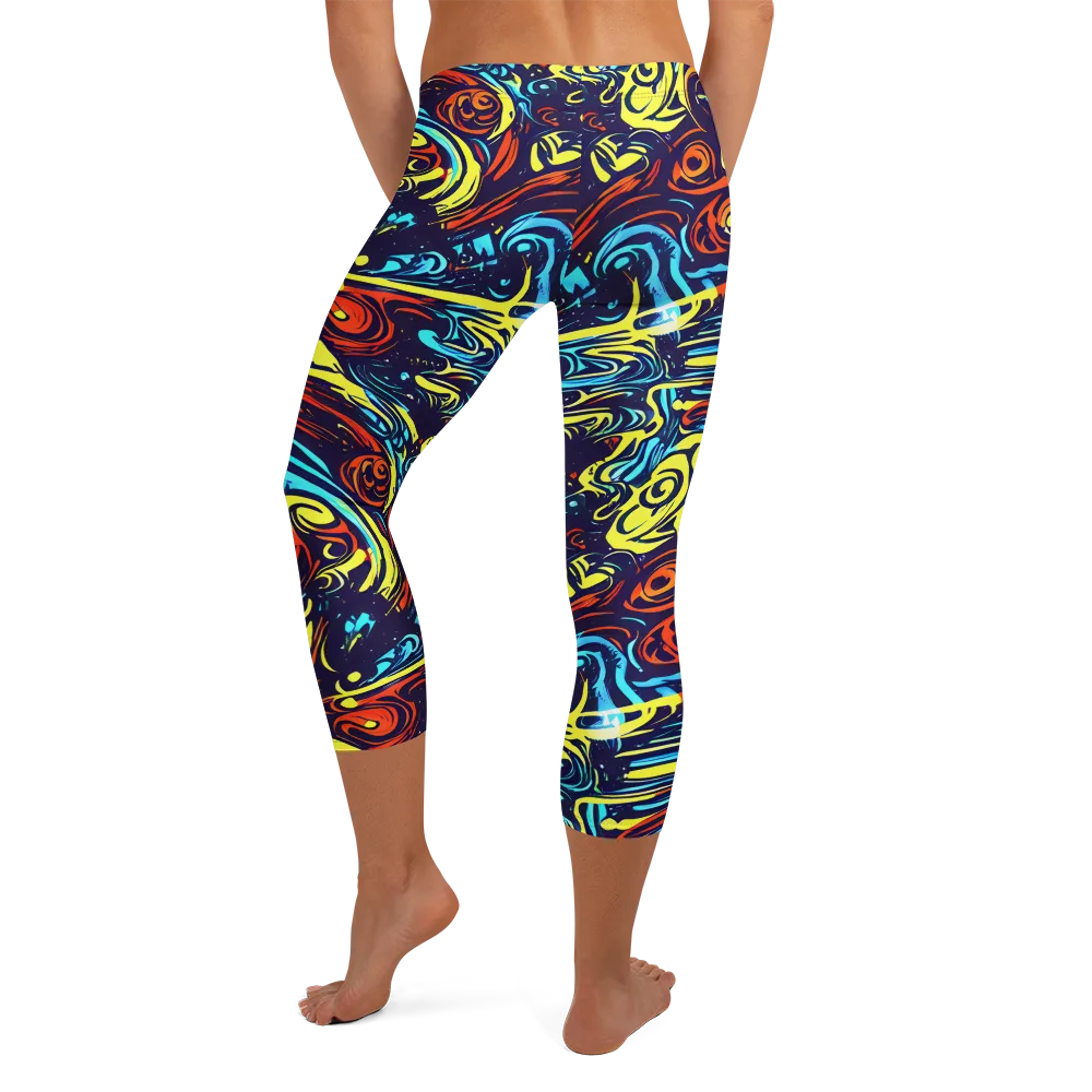 Vivid Whirlwind on Capri Leggings — Back