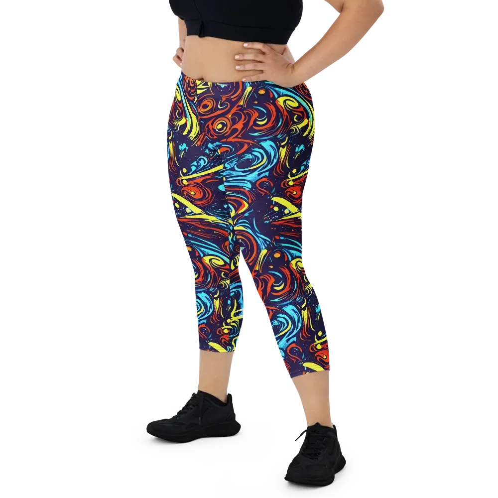 Vivid Whirlwind on Capri Leggings — Front