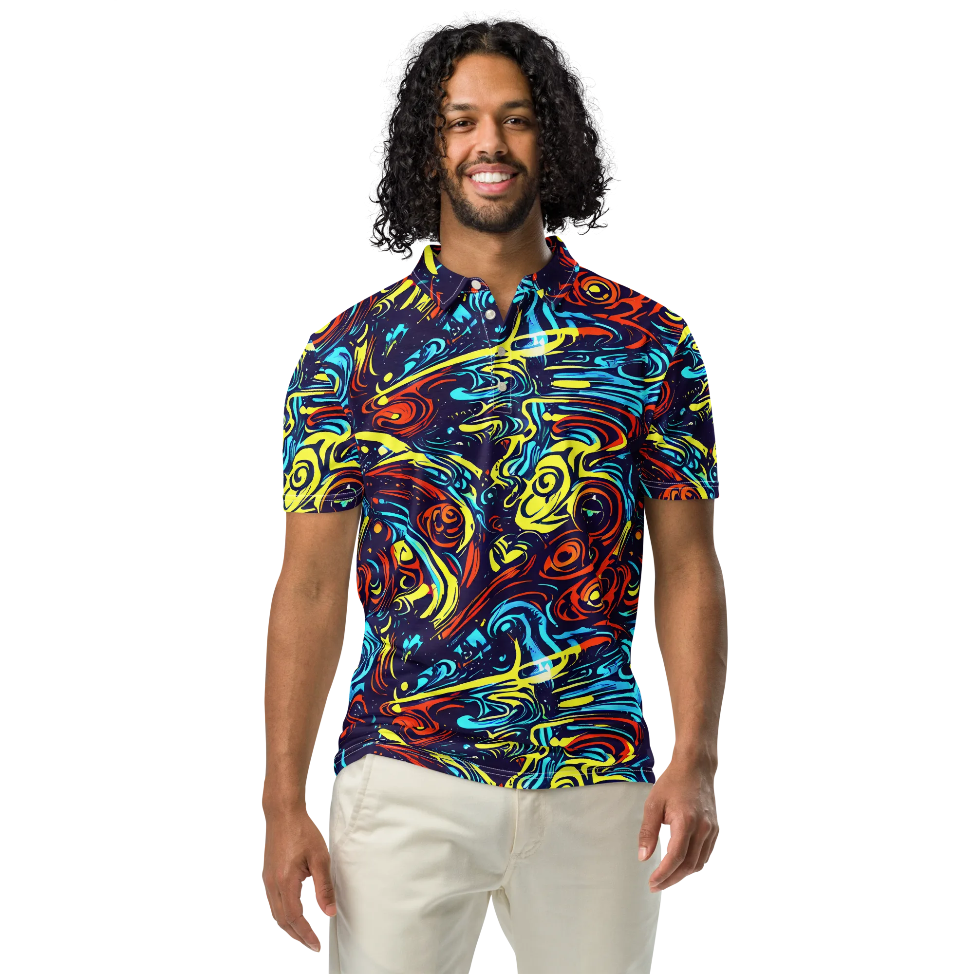 Vivid Whirlwind on Men's Slim Fit Polo Shirt — Front