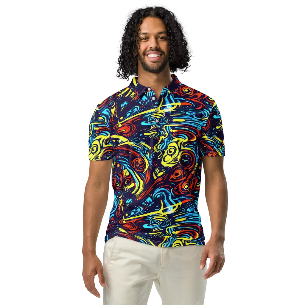 Vivid Whirlwind on Men's Slim Fit Polo Shirt — Front
