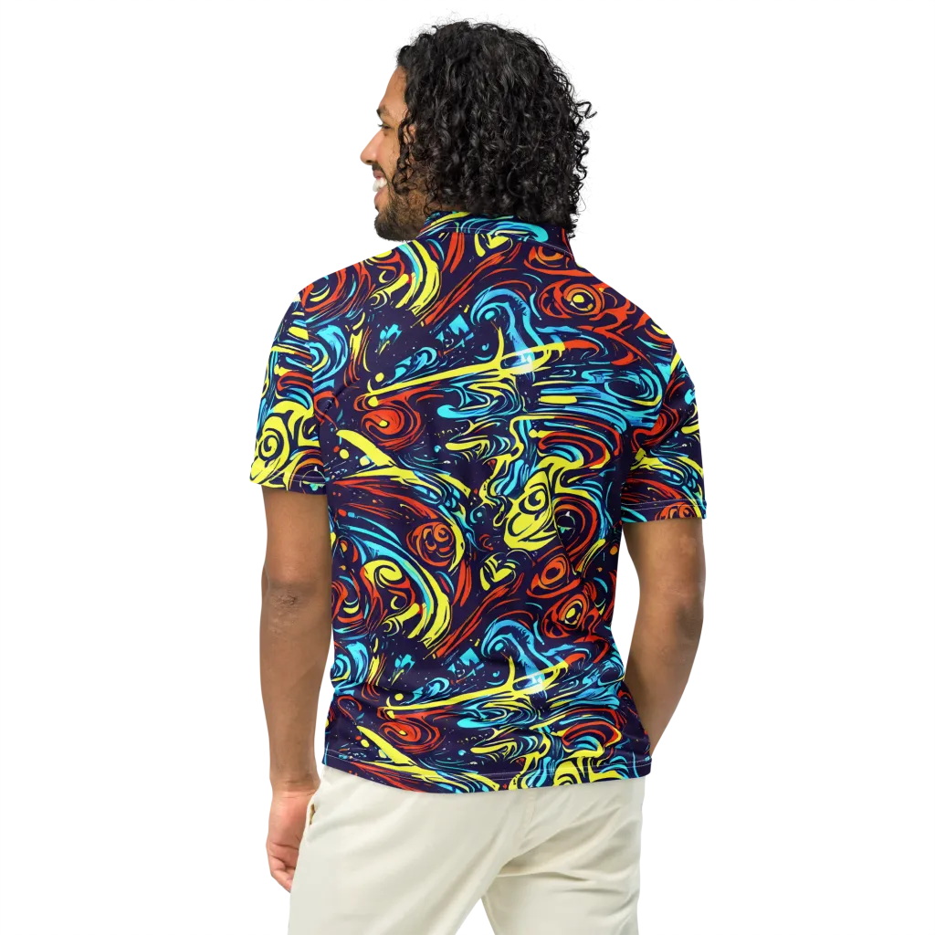 Vivid Whirlwind on Men's Slim Fit Polo Shirt — Back