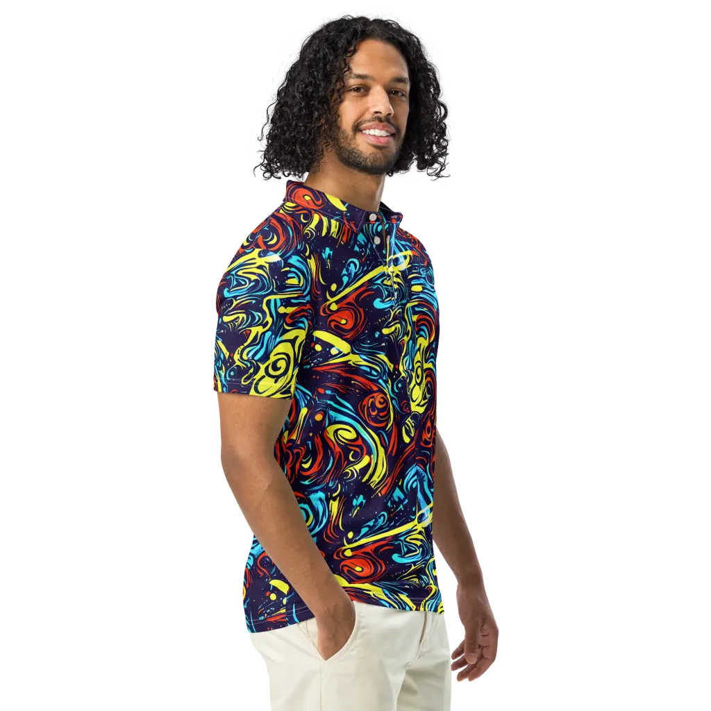 Vivid Whirlwind on Men's Slim Fit Polo Shirt — Right Front