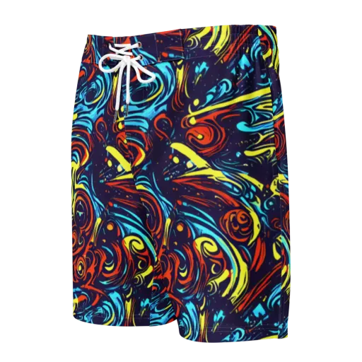 Vivid Whirlwind on a Men's Board Shorts