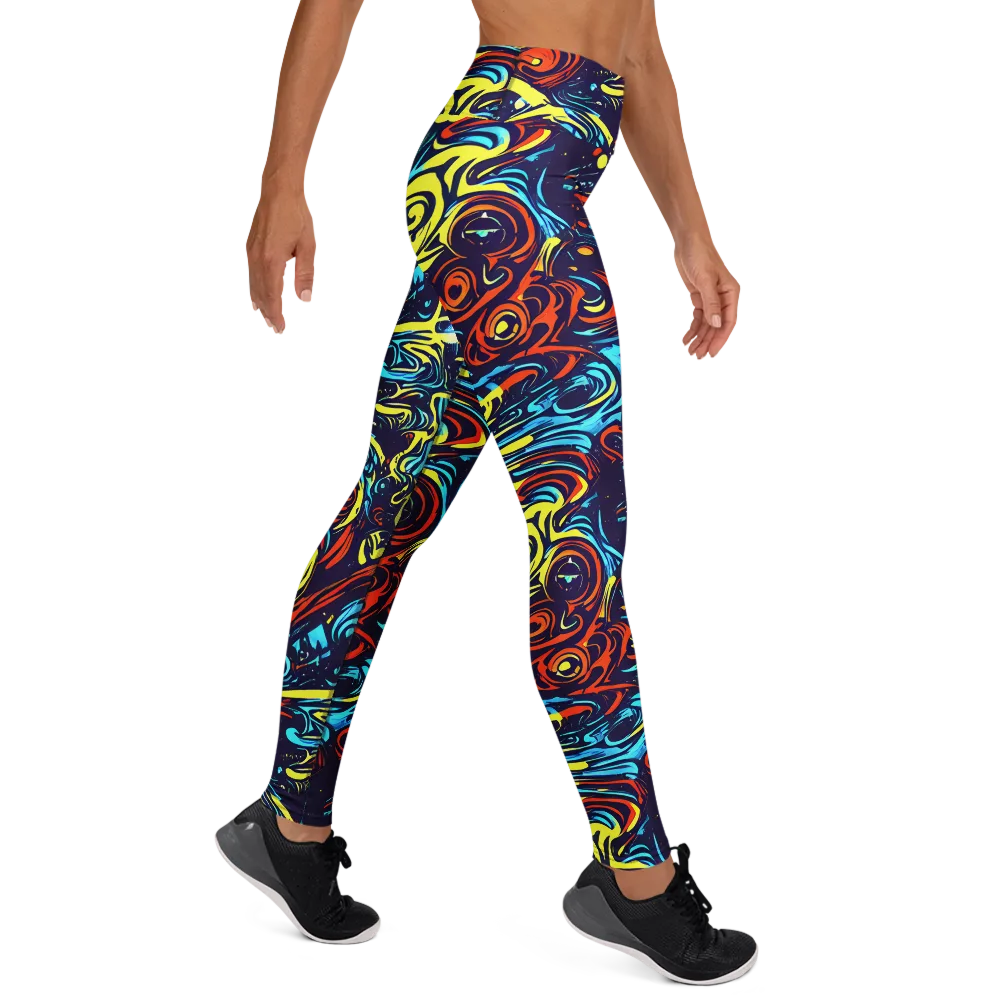 Vivid Whirlwind on Yoga Leggings — Right