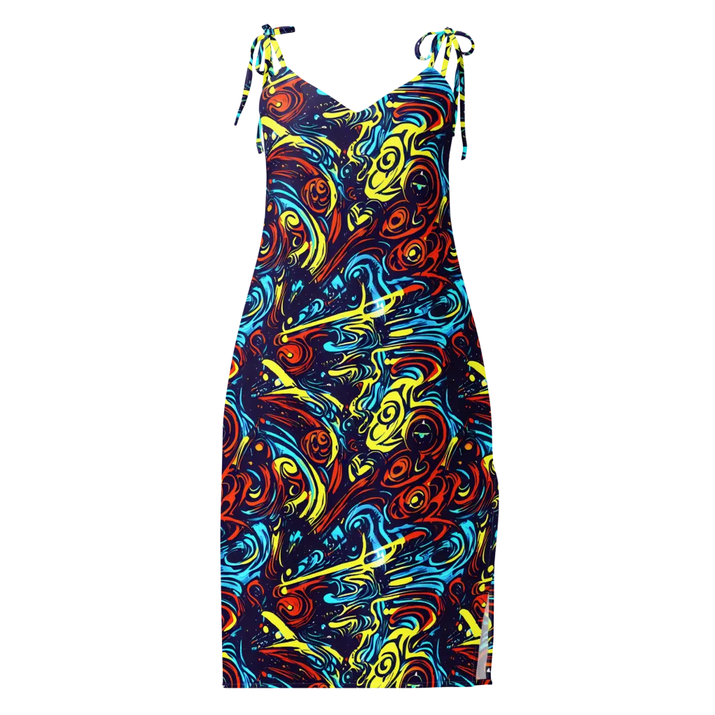 Vivid Whirlwind on Slip Dress — Front