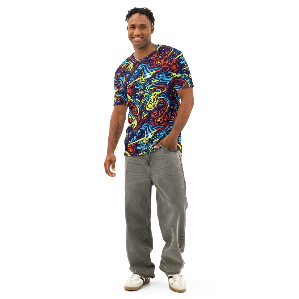 Vivid Whirlwind on Men's Cotton Crew Neck T-Shirt — Front