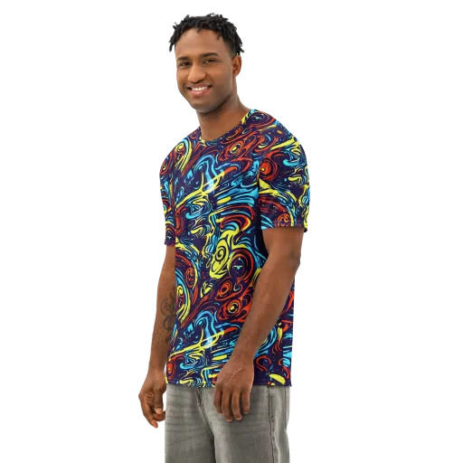 Vivid Whirlwind on a Men's Cotton Crew Neck T-Shirt
