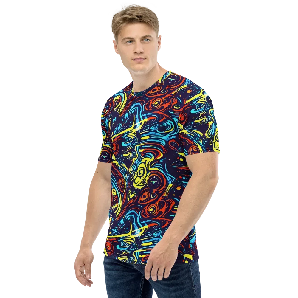 Vivid Whirlwind on Men's Crew Neck T-Shirt — Left