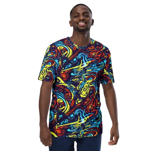 Vivid Whirlwind on a Men's Crew Neck T-Shirt