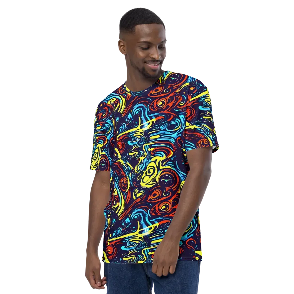 Vivid Whirlwind on Men's Crew Neck T-Shirt — Left