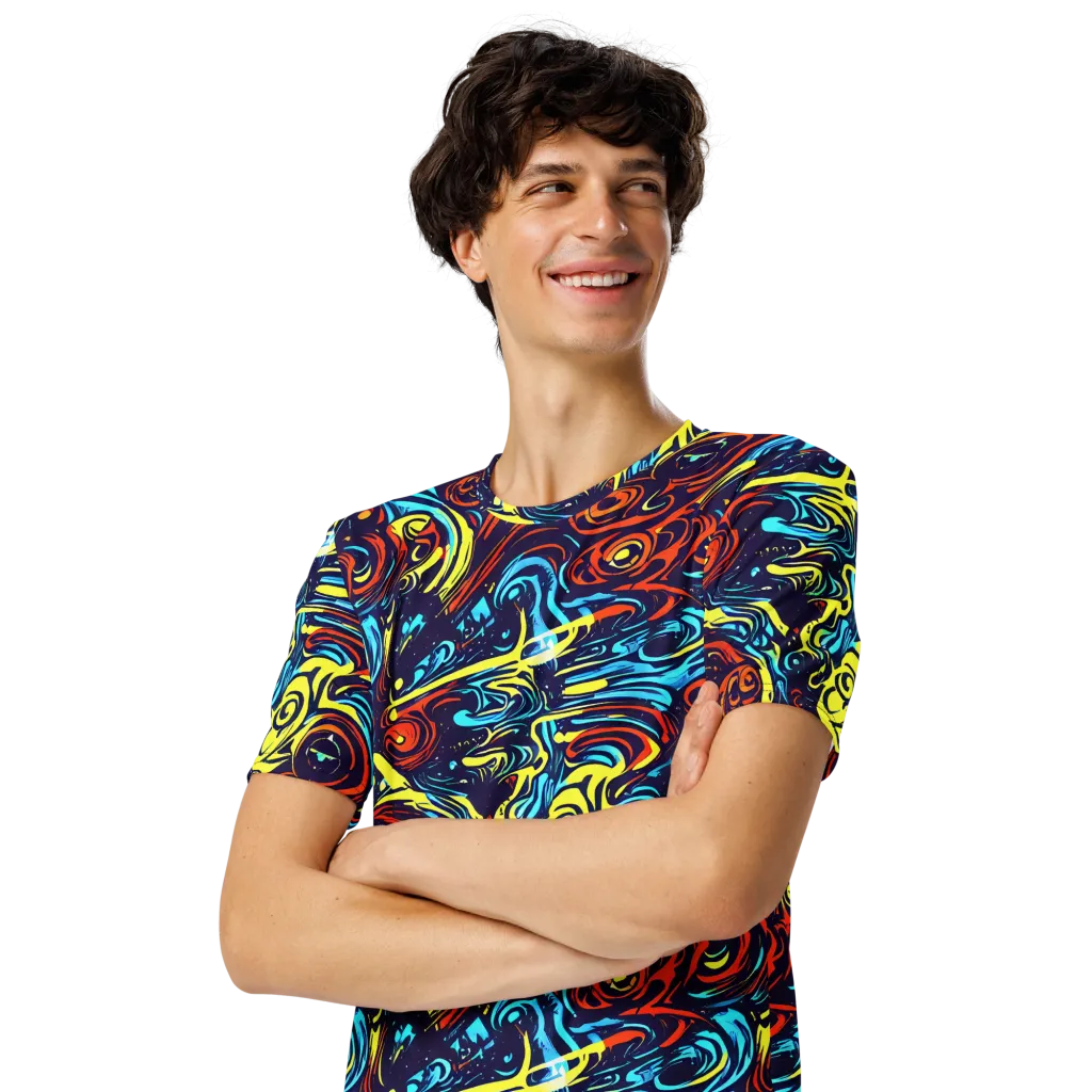 Vivid Whirlwind on Men's Crew Neck T-Shirt — Left Front