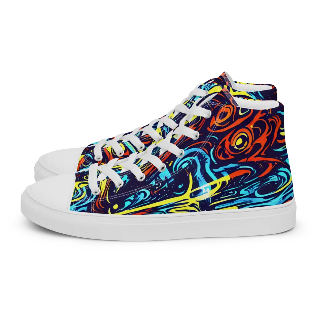 Vivid Whirlwind on Men's High Top Canvas Shoes — Left
