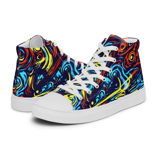 Vivid Whirlwind on a Men's High Top Canvas Shoes