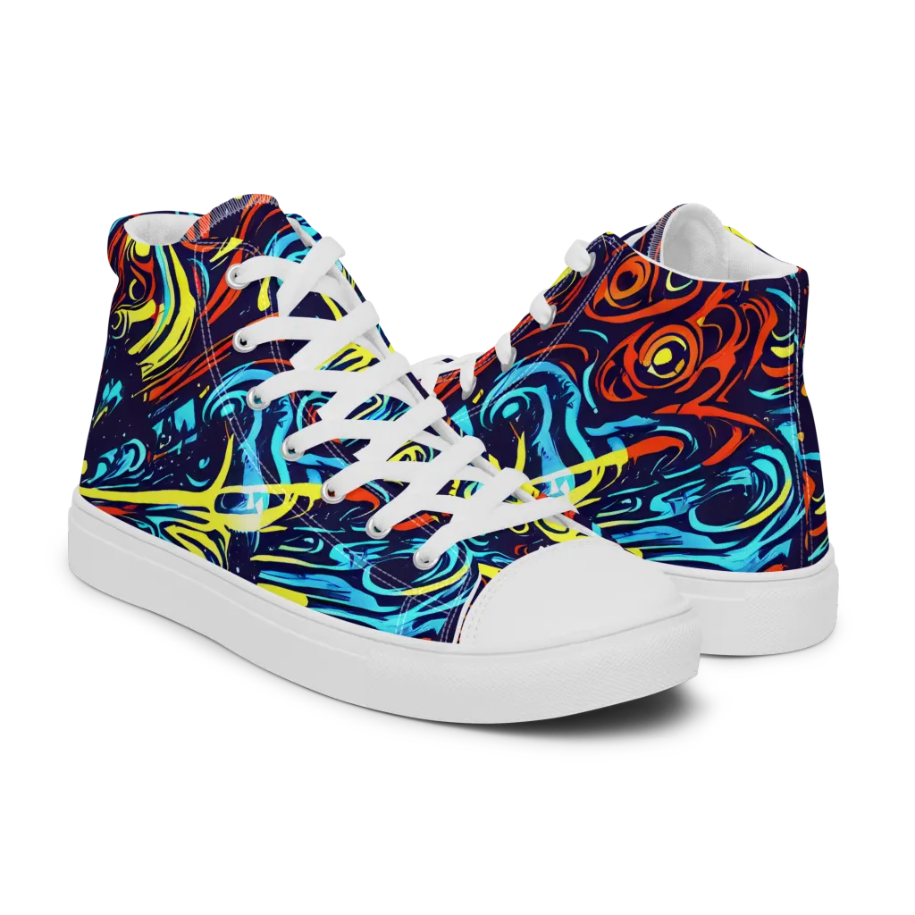 Vivid Whirlwind on Men's High Top Canvas Shoes — Right