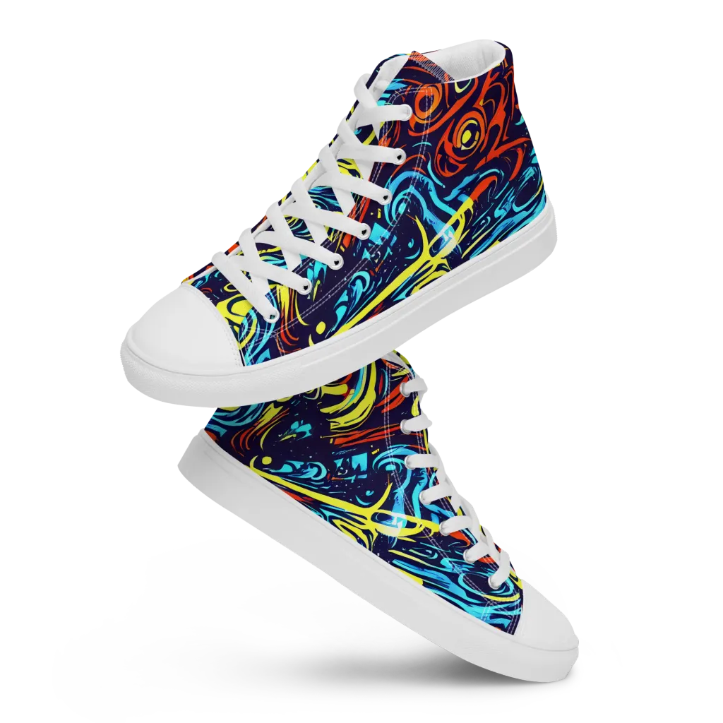 Vivid Whirlwind on Men's High Top Canvas Shoes — Front