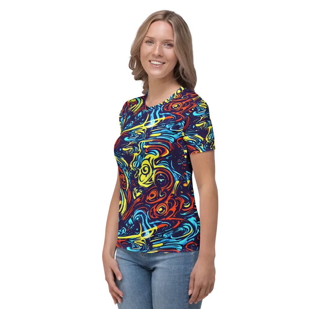 Vivid Whirlwind on Women's Crew Neck T-Shirt — Left