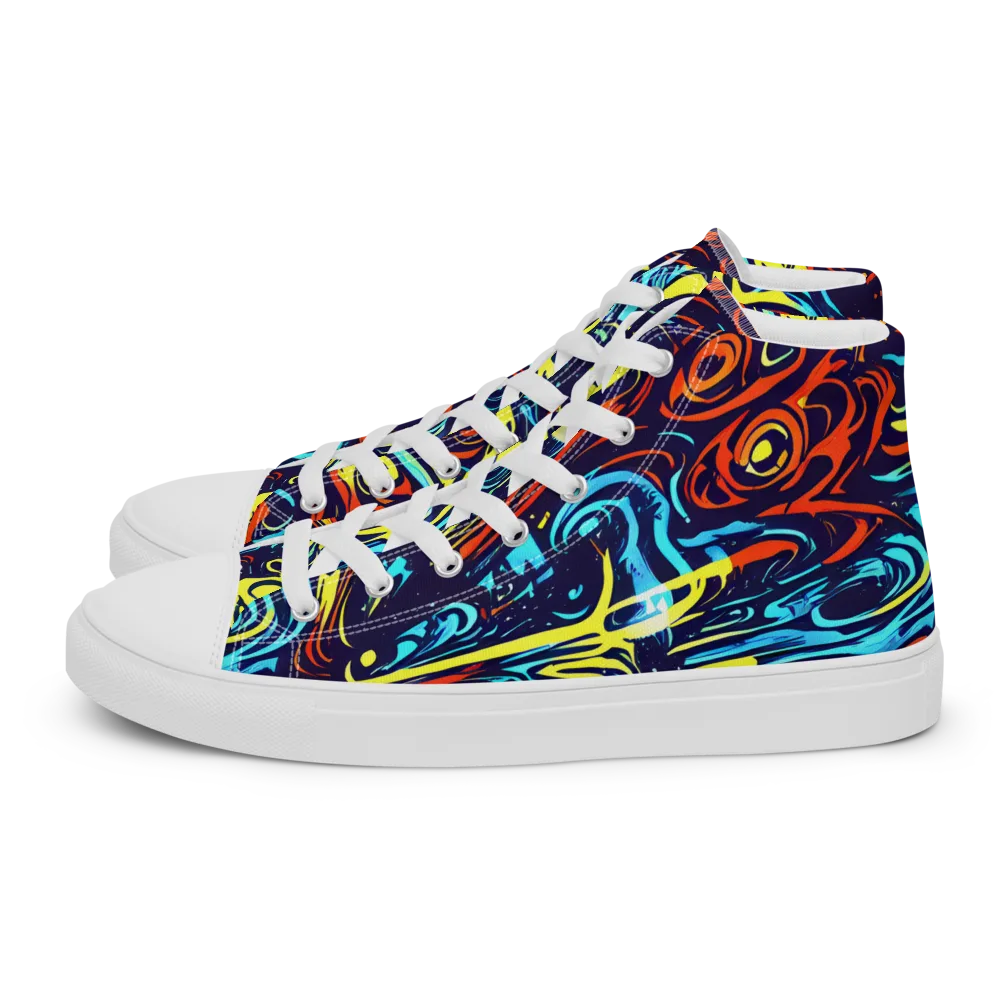 Vivid Whirlwind on Women's High Top Canvas Shoes — Left
