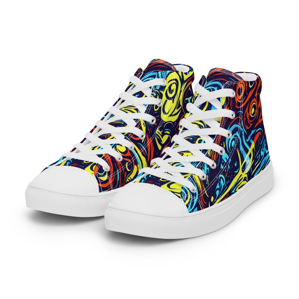 Vivid Whirlwind on Women's High Top Canvas Shoes — Left Front