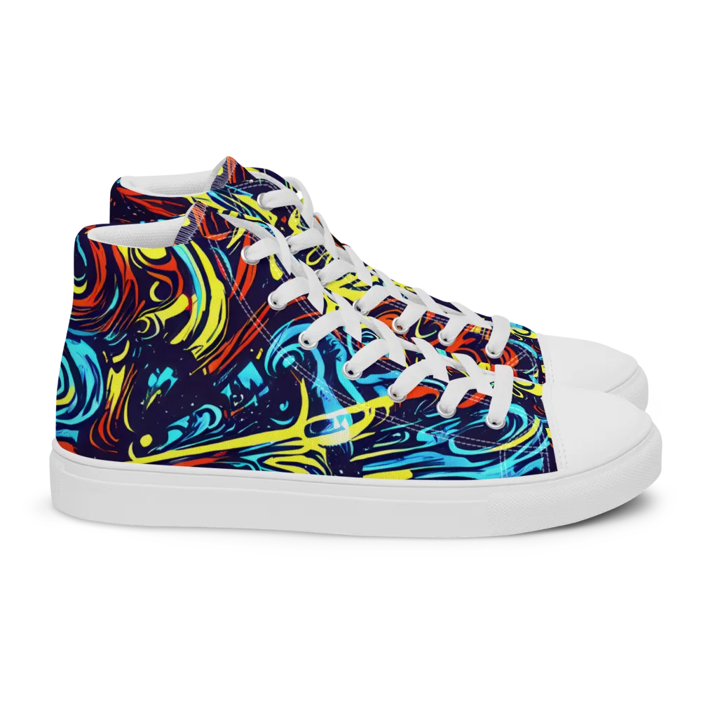 Vivid Whirlwind on Women's High Top Canvas Shoes — Right