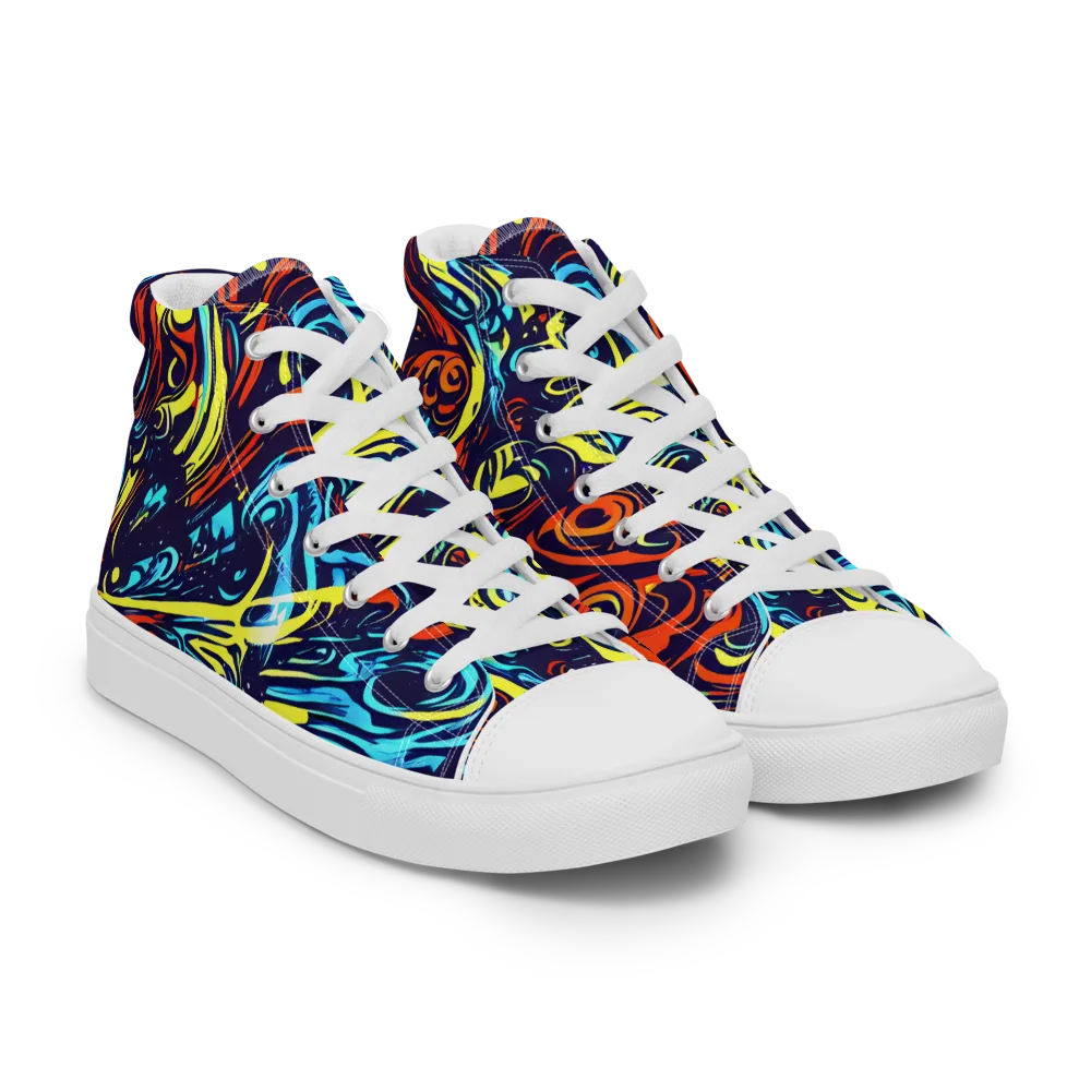 Vivid Whirlwind on Women's High Top Canvas Shoes — Right Front