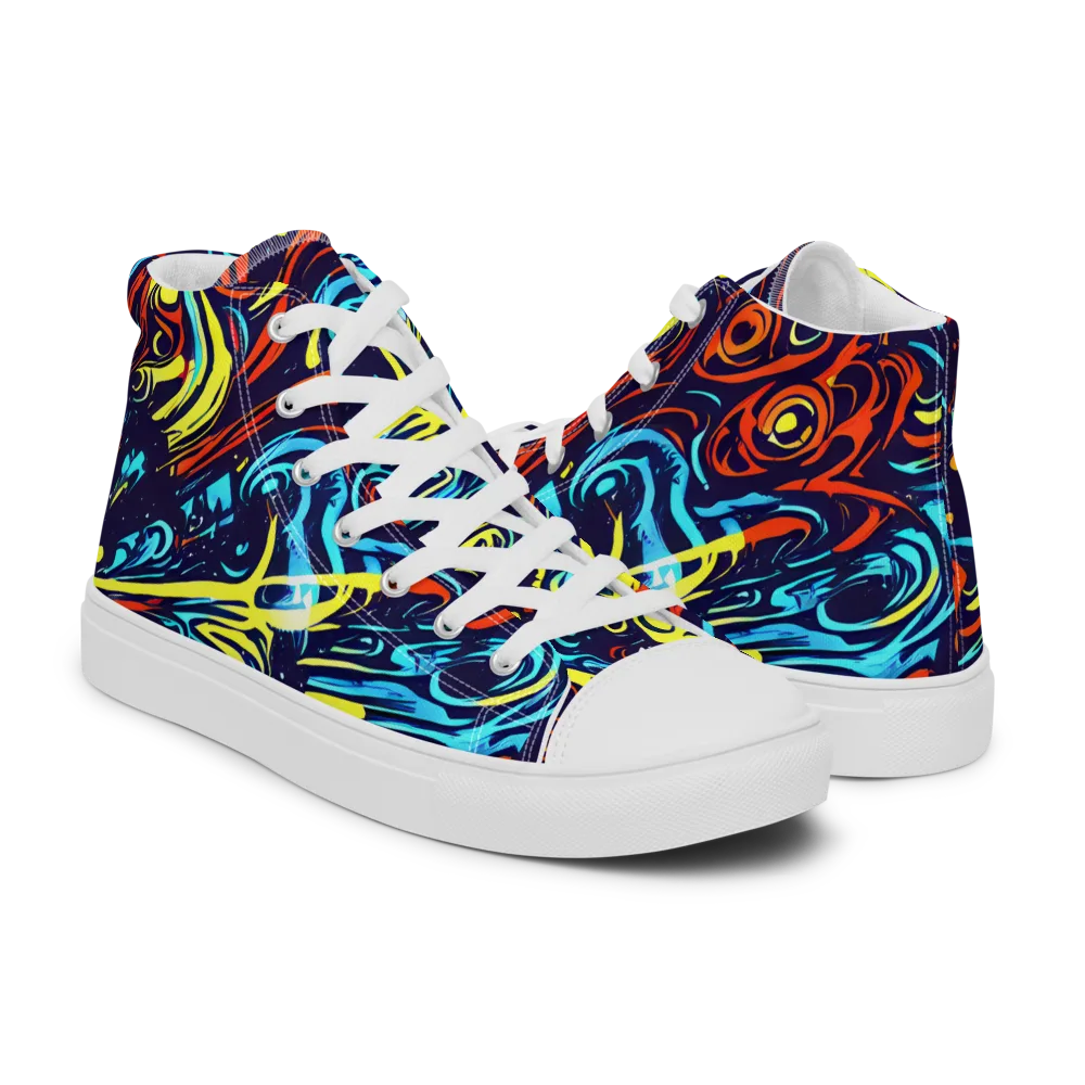 Vivid Whirlwind on Women's High Top Canvas Shoes — Right