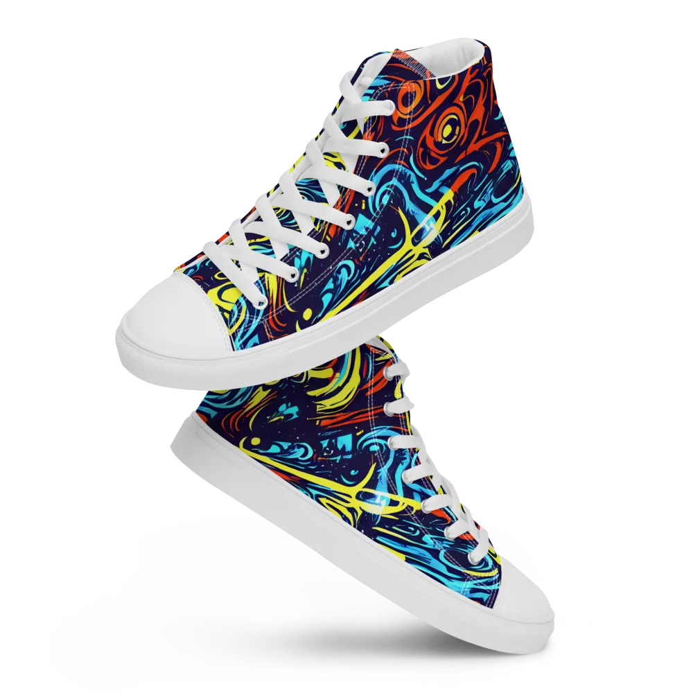 Vivid Whirlwind on Women's High Top Canvas Shoes — Front