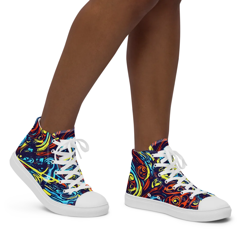 Vivid Whirlwind on Women's High Top Canvas Shoes — Right