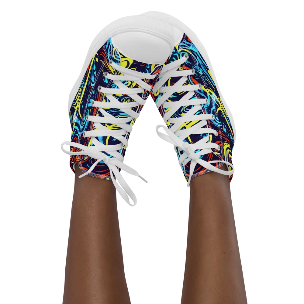 Vivid Whirlwind on Women's High Top Canvas Shoes — Front