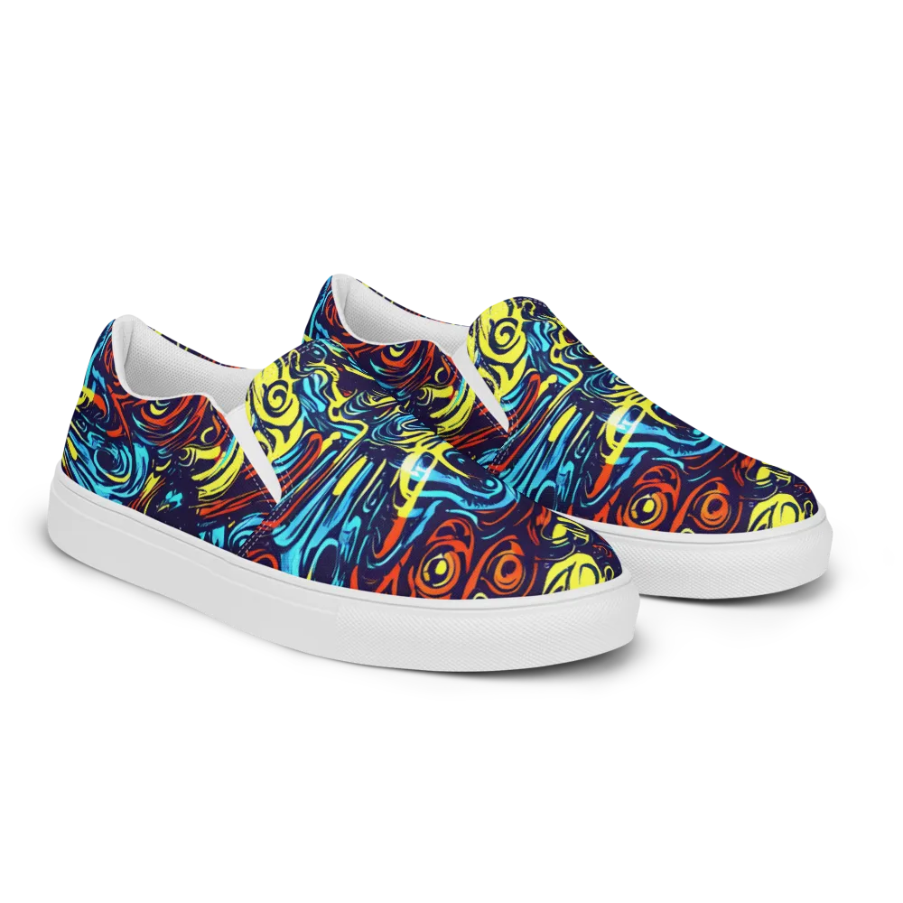 Vivid Whirlwind on Men's Slip-On Canvas Shoes — Right Front