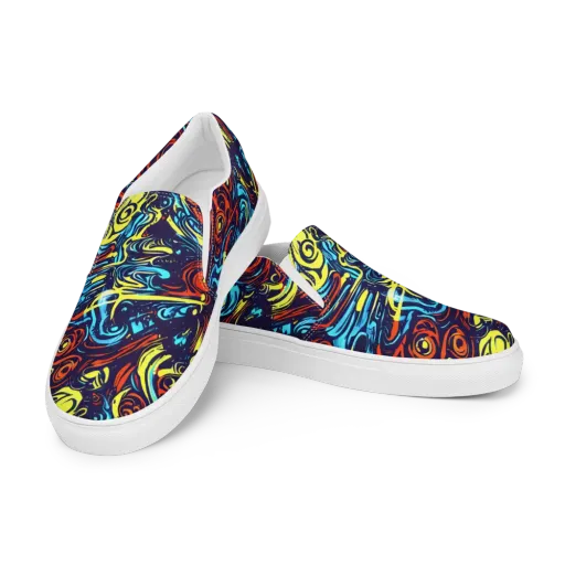 Vivid Whirlwind on a Men's Slip-On Canvas Shoes