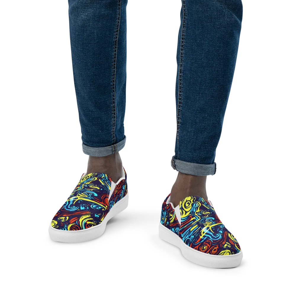 Vivid Whirlwind on Men's Slip-On Canvas Shoes — Front